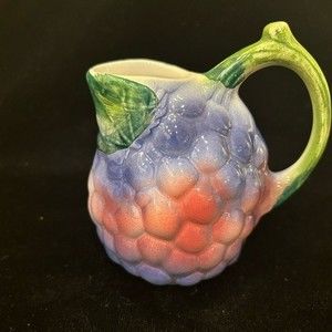 Handpainted, Italian pottery, grape cluster shaped mini picture or Creamer